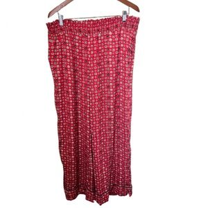Aerie Red Floral Wide Leg Pants Loungewear Size XL Comfy Cozy Stretch Stretchy